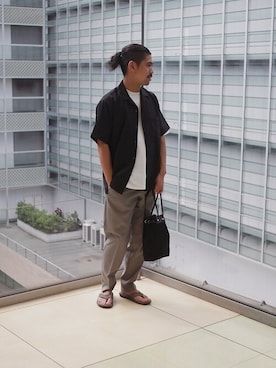 「アイテム（ハンドバッグ）」を使った、中村さん（メンズ・165cm）の夏コーディネート