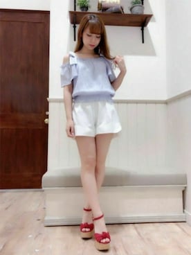 「Secret Honey（シークレットハニー）のアイテム」を使った、Secret Honeyスタッフさん（レディース・156cm）の夏コーディネート