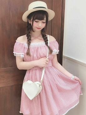 「Secret Honey（シークレットハニー）のアイテム」を使った、Secret Honeyスタッフさん（レディース・158cm）の夏コーディネート