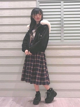 「コート」｜「アイテム（MA-1）」を使った、Secret Honeyスタッフさん（レディース・158cm）の秋コーディネート