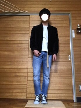 「カットオフ」｜「アイテム（ブルゾン）」を使った、ぬまやんさん（メンズ・168cm）の春コーディネート