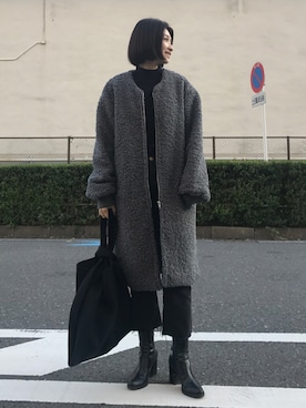 「RIM.ARK（リムアーク）のアイテム（その他アウター）」を使った、MariNakamuraさん（レディース・158cm）の冬コーディネート