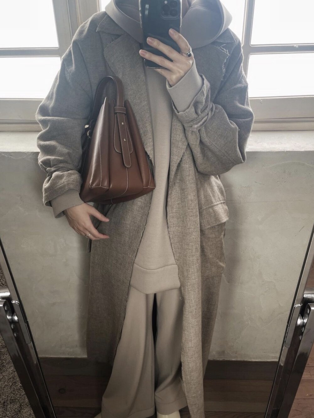 RIM.ARK（リムアーク）の「Linen wool maxi trench coat