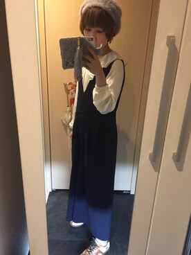 「haco!（ハコ）のアイテム（つなぎ/オールインワン）」を使った、まーごさん（レディース・153cm）の冬コーディネート