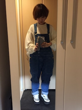「mercibeaucoup,（メルシーボークー）のアイテム（オールインワン・サロペット）」を使った、まーごさん（レディース・153cm）の春コーディネート