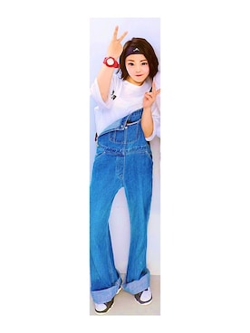 「tommy jeans（トミー ジーンズ）のアイテム（オールインワン・サロペット）」を使った、ぽにょさん（レディース・155cm）の夏コーディネート