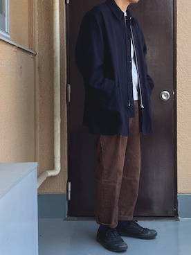 「Yohji Yamamoto（ヨウジヤマモト）のアイテム（ブルゾン）」を使った、buchiさん（メンズ・179cm）の春コーディネート