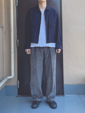 「Yohji Yamamoto（ヨウジヤマモト）のアイテム（ブルゾン）」を使った、buchiさん（メンズ・179cm）の春コーディネート