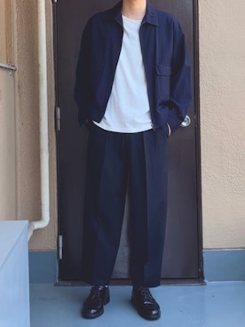 「Yohji Yamamoto（ヨウジヤマモト）のアイテム（ブルゾン）」を使った、buchiさん（メンズ・179cm）の春コーディネート