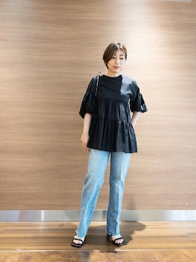 「marco masi（マルコマージ）のアイテム」を使った、長岡さん（レディース・155cm）の春コーディネート