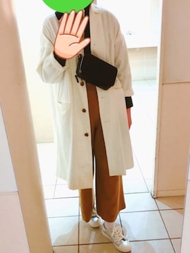 「白コート」｜「アイテム（チェスターコート）」を使った、なつさん（レディース・169cm）の春コーディネート