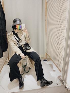 「MEIER.Q（マイヤーキュー）のアイテム（トレンチコート）」を使った、enzoxoxo🇹🇼さん（レディース・163cm）の冬コーディネート