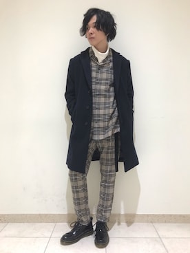 「RAGEBLUE（レイジブルー）のアイテム（チェスターコート）」を使った、さがはら【RAGEBLUE】さん（メンズ・170cm）の秋コーディネート
