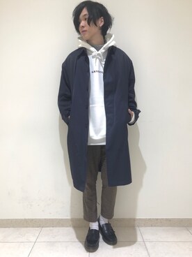 「RAGEBLUE（レイジブルー）のアイテム（ステンカラーコート）」を使った、さがはら【RAGEBLUE】さん（メンズ・170cm）の冬コーディネート