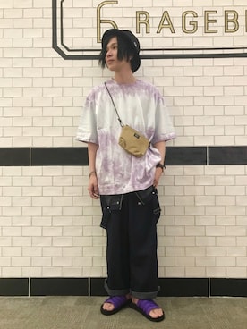 「アイテム（サンダル、パープル系）」を使った、さがはら【RAGEBLUE】さん（メンズ・170cm）の夏コーディネート
