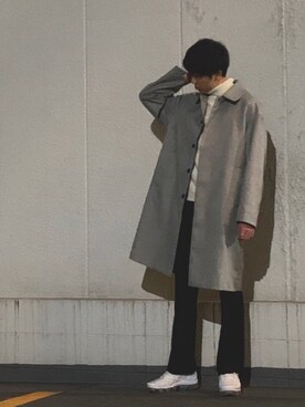 「アイテム（ステンカラーコート）」を使った、simple manさん（メンズ・182cm・20代）の秋コーディネート