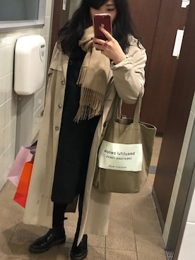 「MONKI（モンキ）のアイテム（トレンチコート）」を使った、i chanさん（レディース・155cm）の冬コーディネート