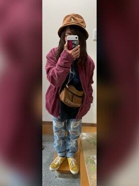 「Carhartt（カーハート）のアイテム（ブルゾン）」を使った、bさん（レディース・148cm）の秋コーディネート