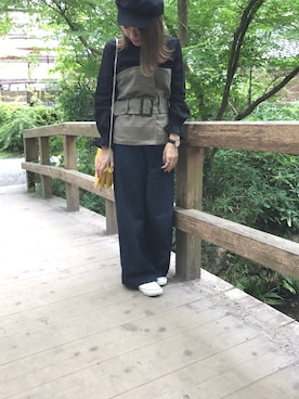 「one after another NICE CLAUP（ワンアフターアナザーナイスクラップ）のアイテム（キャスケット）」を使った、あっきーなさん（レディース・154cm）の秋コーディネート