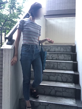 「CIAOPANIC（チャオパニック）のアイテム（ハンチング/ベレー帽）」を使った、Masasamasaさん（レディース・160cm）の夏コーディネート