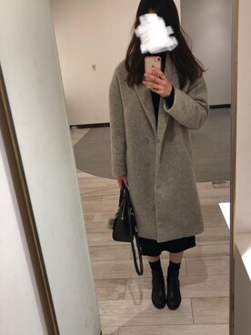 「BACK NUMBER（バックナンバー）のアイテム（チェスターコート）」を使った、miiさん（レディース・160cm）の冬コーディネート