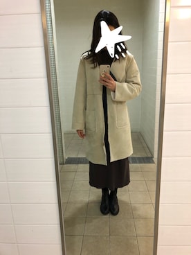 「ブラウンニット」｜「アイテム（チュニック）」を使った、miiさん（レディース・160cm）の冬コーディネート