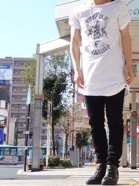 「kiryuyrik（キリュウキリュウ）のアイテム（Tシャツ/カットソー）」を使った、lb_fujiwaraさん（メンズ・165cm）の冬コーディネート