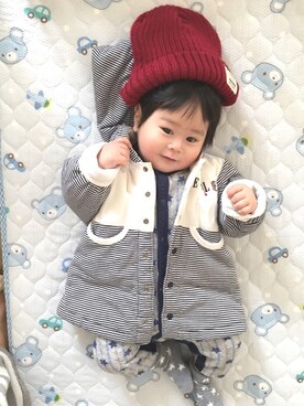 「ELLE（エル）のアイテム（その他アウター）」を使った、tomoさん（キッズ・70cm）の冬コーディネート
