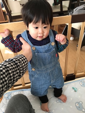 「Moujonjon（ムージョンジョン）のアイテム（ママ＆ベビー）」を使った、tomoさん（キッズ・70cm）の春コーディネート