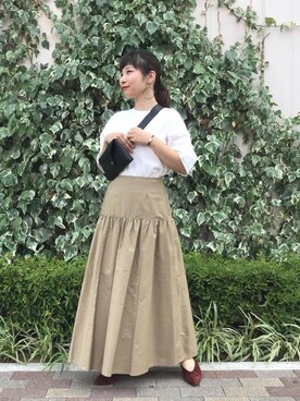 「お呼ばれ」｜「アイテム（ボディバッグ/ウエストポーチ）」を使った、ルクールブランくずはモール店スタッフさん（レディース・153cm）の夏コーディネート
