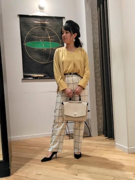 「お呼ばれ」｜「アイテム（ハンチング/ベレー帽）」を使った、ルクールブランくずはモール店スタッフさん（レディース・155cm）の春コーディネート