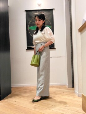 「お呼ばれ」｜「アイテム（Tシャツ/カットソー）」を使った、ルクールブランくずはモール店スタッフさん（レディース・154cm）の夏コーディネート