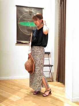 「お呼ばれ」｜「アイテム（帽子）」を使った、ルクールブランくずはモール店スタッフさん（レディース・157cm）の夏コーディネート