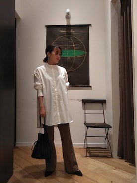 「お呼ばれ」｜「アイテム（その他アウター）」を使った、ルクールブランくずはモール店スタッフさん（レディース・155cm）の秋コーディネート