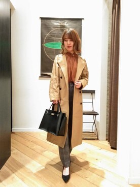 「オフィス」｜「アイテム（トレンチコート）」を使った、ルクールブランくずはモール店スタッフさん（レディース・157cm）の秋コーディネート