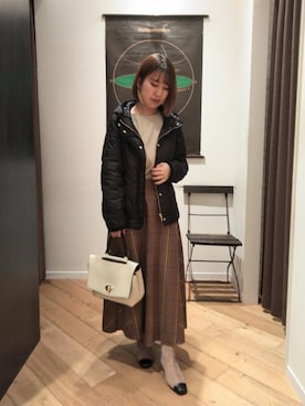 「女子会」｜「アイテム（ナイロンジャケット）」を使った、ルクールブランくずはモール店スタッフさん（レディース・157cm）の秋コーディネート