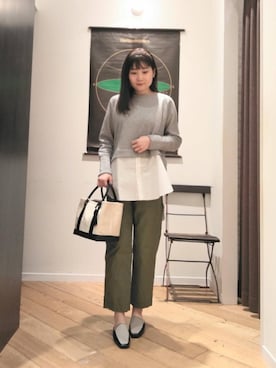 「ドッキング」｜「アイテム（スリッポン）」を使った、ルクールブランくずはモール店スタッフさん（レディース・167cm）の冬コーディネート