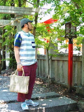「アイテム（かごバッグ）」を使った、yoheiさん（メンズ・175cm）の春コーディネート