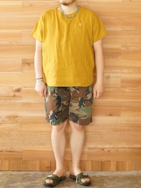 「アイテム（サンダル、グリーン系）」を使った、yoheiさん（メンズ・175cm）の夏コーディネート