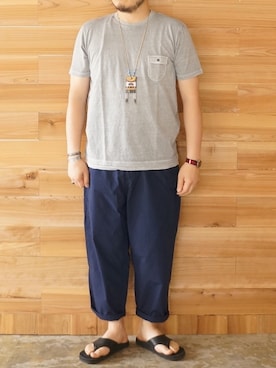 「ポケットＴシャツ」｜「アイテム（アクセサリー）」を使った、yoheiさん（メンズ・175cm）の夏コーディネート