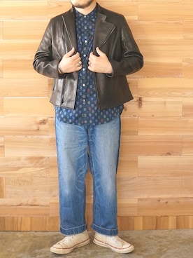 「スタイリング」｜「アイテム（ライダースジャケット）」を使った、yoheiさん（メンズ・175cm）の夏コーディネート