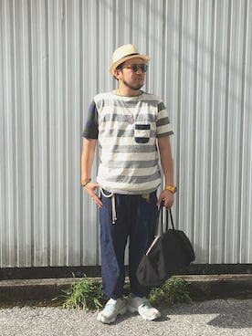 「アイテム（Tシャツ/カットソー、その他）」を使った、yoheiさん（メンズ・175cm）の夏コーディネート