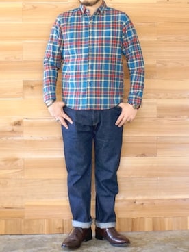 「アイテム（ドレスシューズ、ブラウン系）」を使った、yoheiさん（メンズ・175cm）の秋コーディネート