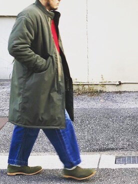 「weac.（ウィークス）のアイテム（モッズコート）」を使った、yoheiさん（メンズ・175cm）の秋コーディネート