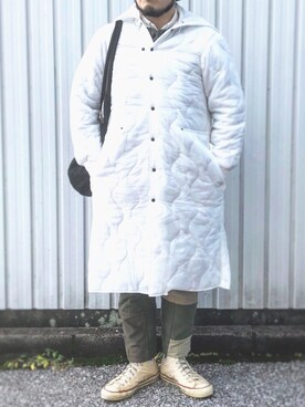 「アイテム（ミリタリージャケット、ホワイト系）」を使った、yoheiさん（メンズ・175cm）の冬コーディネート