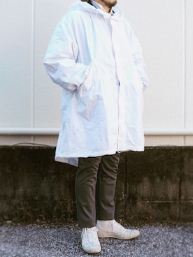 「アイテム（モッズコート、ホワイト系）」を使った、yoheiさん（メンズ・175cm）の冬コーディネート