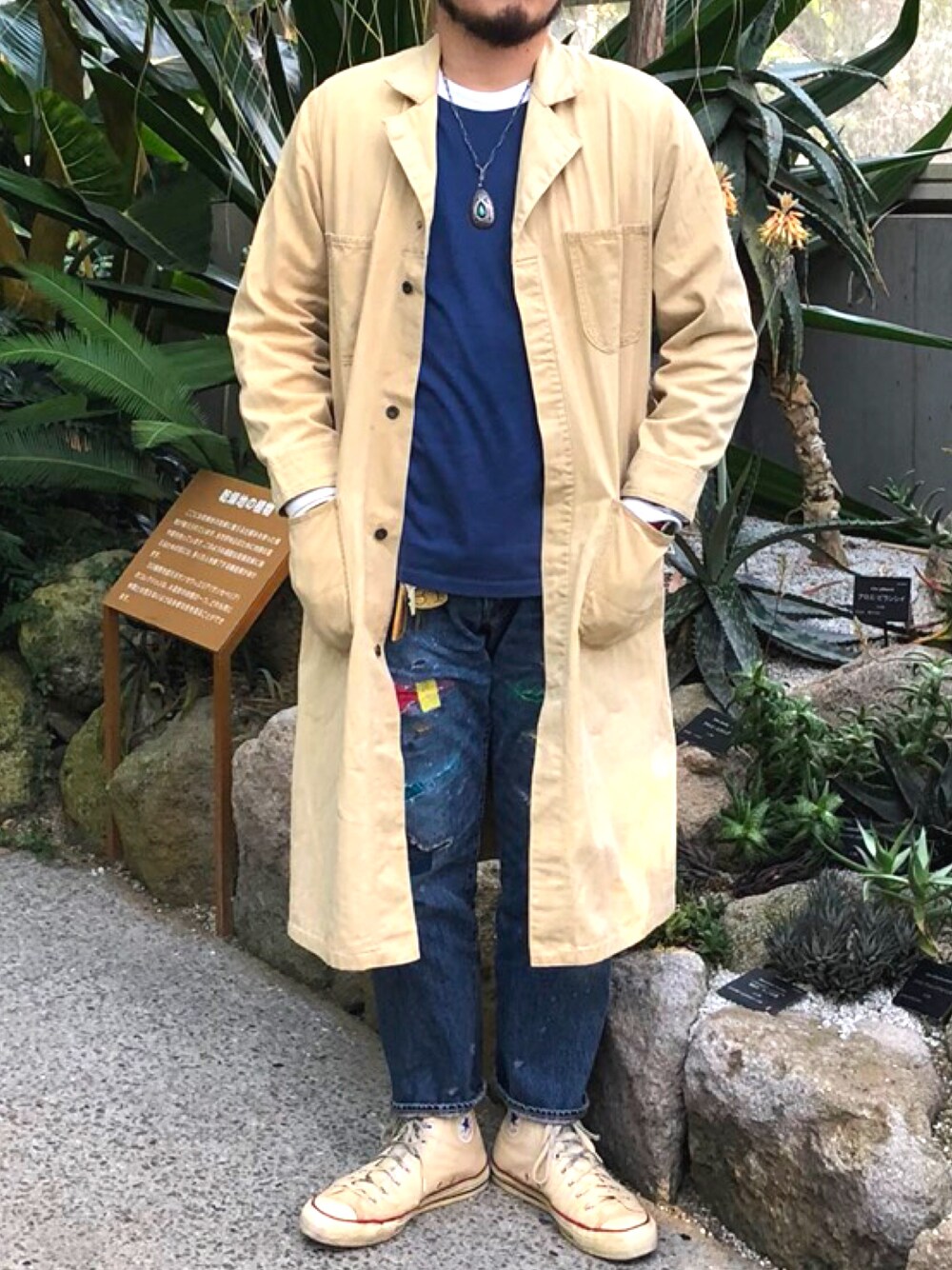 「今日のコーデ、ビンテージスタイル、ビンテージファッション、ビンテージ、ショップコート、ブルーナボイン」｜「50s Lee vintage shop cortのアイテム（その他アウター、ベージュ系）」を使った、yoheiさん（メンズ・175cm）の冬コーディネートの1枚目の写真