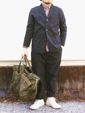 「weac.（ウィークス）のアイテム（セットアップ）」を使った、yoheiさん（メンズ・175cm）の春コーディネート
