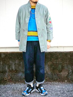 「BRUNABOINNE（ブルーナボイン）のアイテム（モッズコート）」を使った、yoheiさん（メンズ・175cm）の春コーディネート