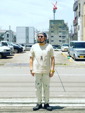 「ブリーチデニム」｜「アイテム（ハンチング/ベレー帽）」を使った、yoheiさん（メンズ・175cm）の春コーディネート